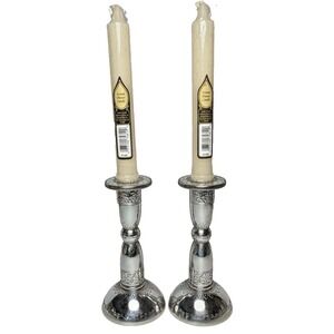 Brighton Cinderella Candlestick Holders Silver Scroll Design 6" tall Set of 2